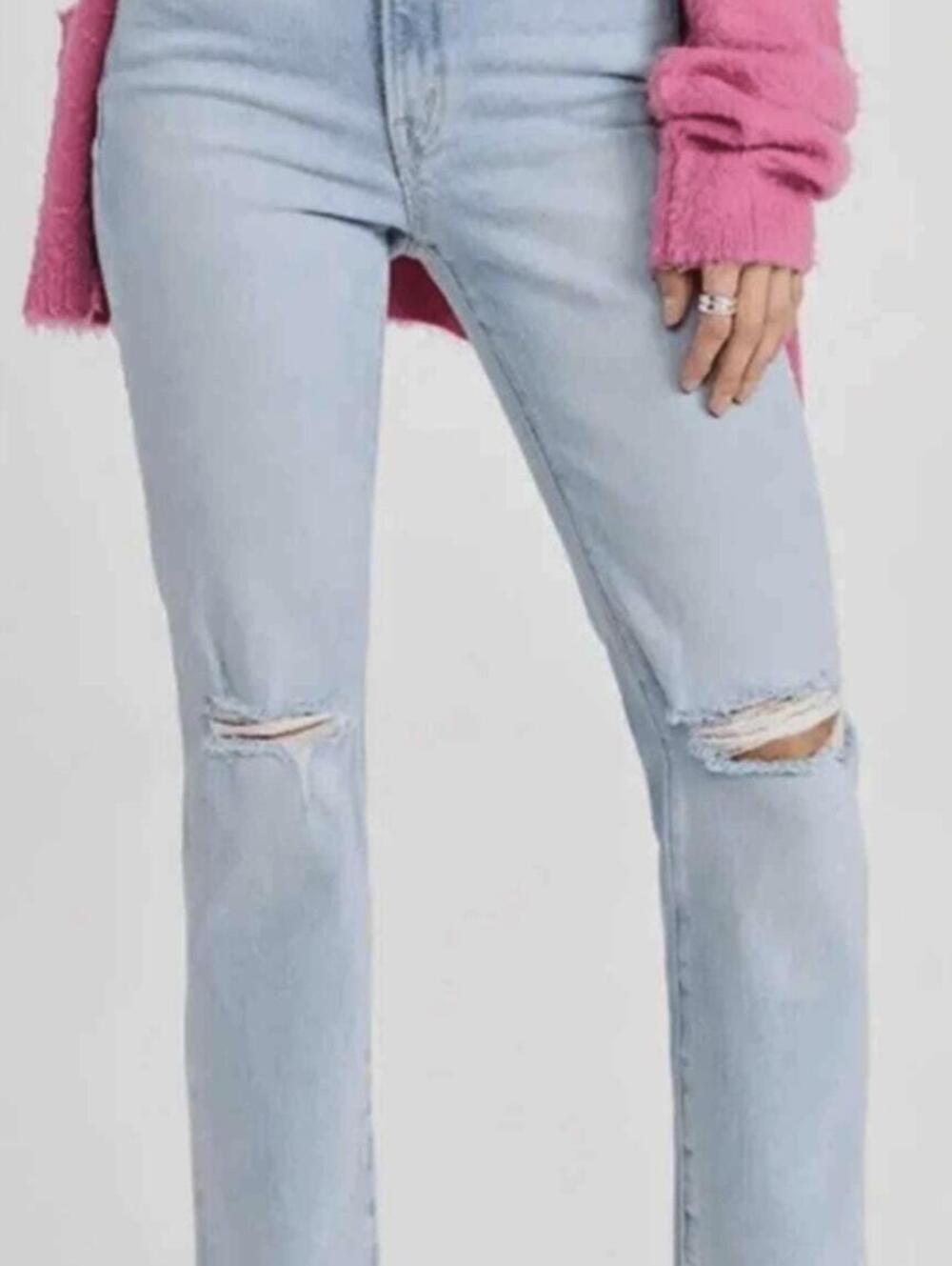 AYR "The Sugar" High-Rise Light Wash Straight-Leg Jean - Size - 27 Short